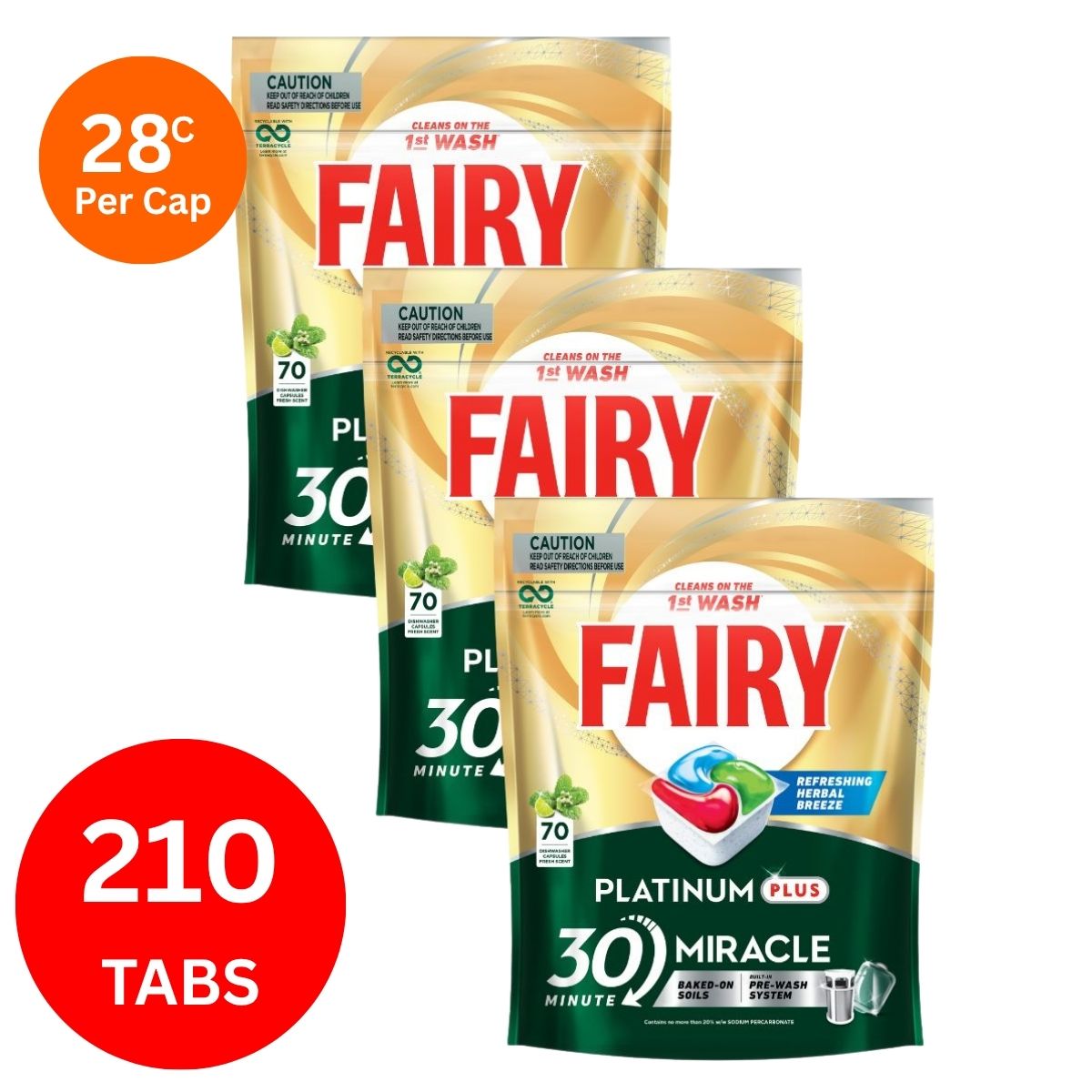 Fairy Platinum Plus x 210 Herbal Breeze Dishwasher Tablets-1984023724998922240
