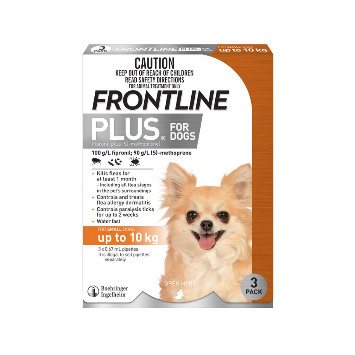Frontline Plus Dog 0-10kg Orange Small 3pk-1973193598618963970
