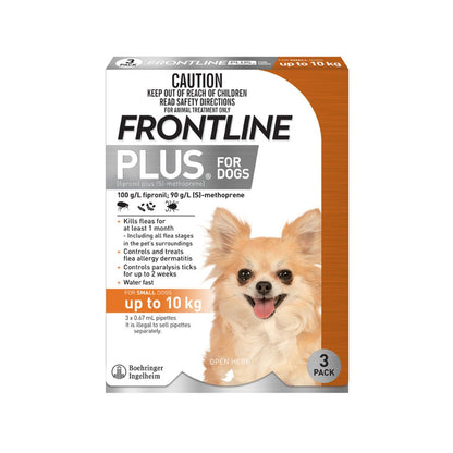 Frontline Plus Dog 0-10kg Orange Small 3pk-1973193598618963970