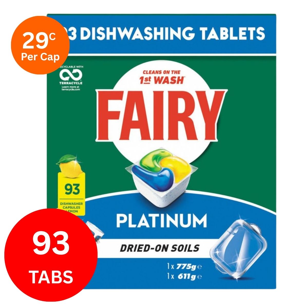 Fairy Platinum x 93 Lemon Dishwasher Tablets-1984023723157622787