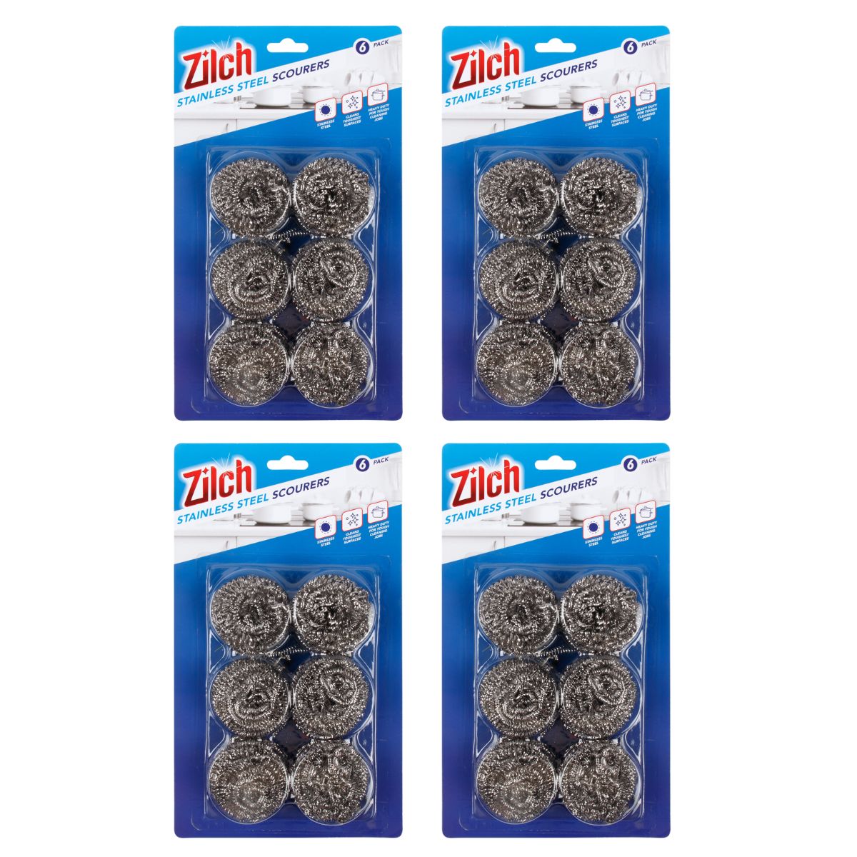 4x Zilch Stainless Steel Scourer 6pk-1973193609268301826