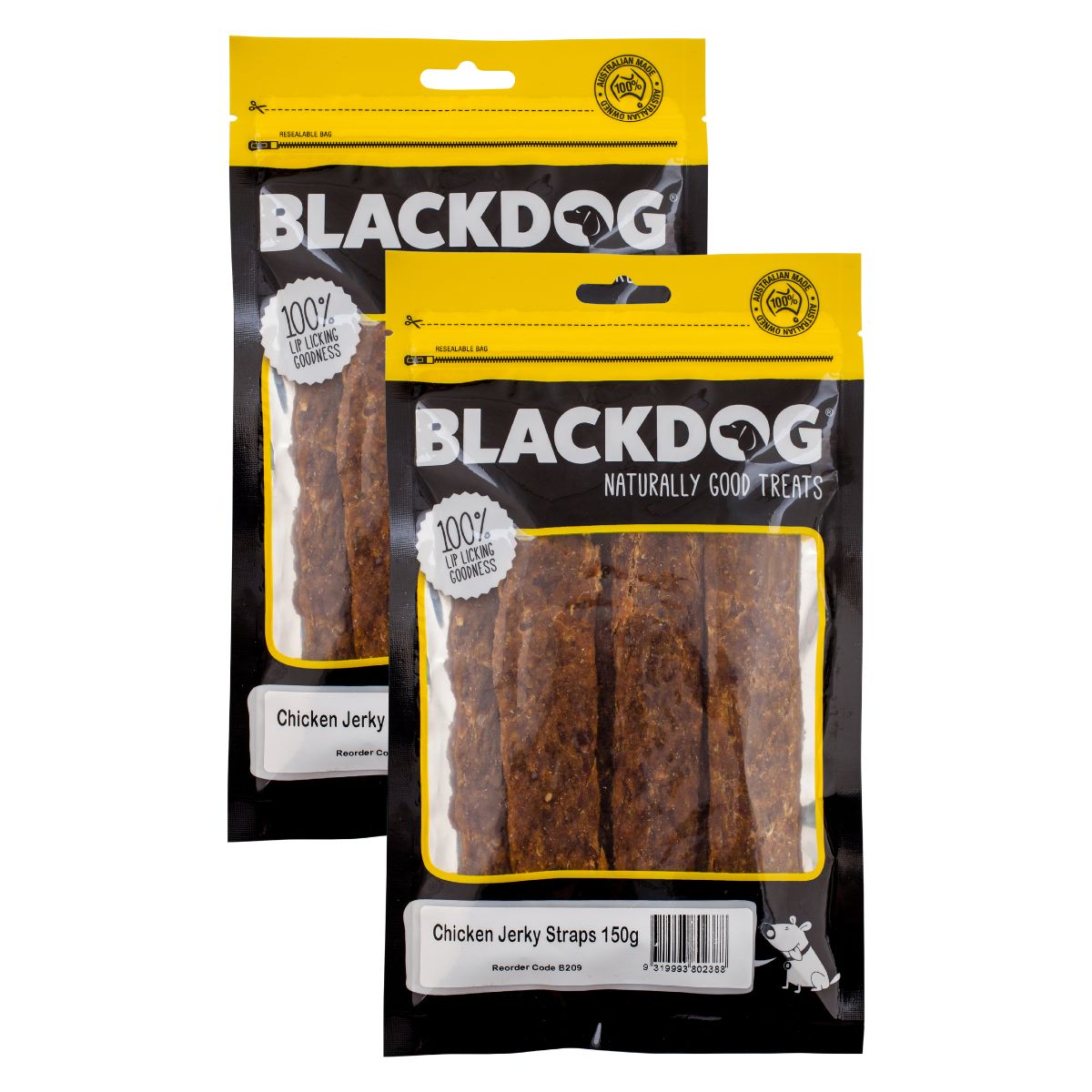 Blackdog Chicken Jerky Straps 150g x 2pk-1973193585750839298