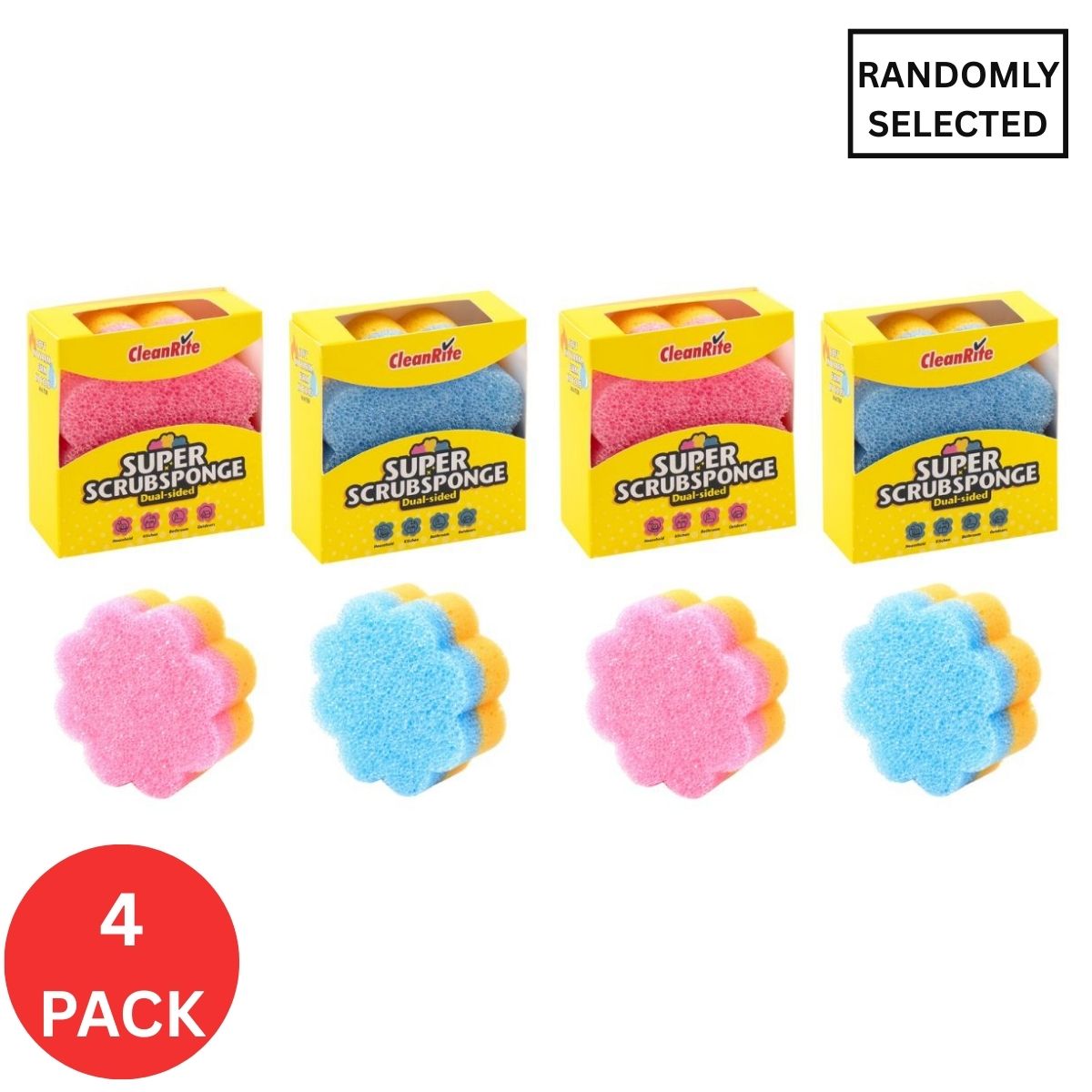 4x Cleanrite 10cm Dual Sided Sponge-1973193593975869440