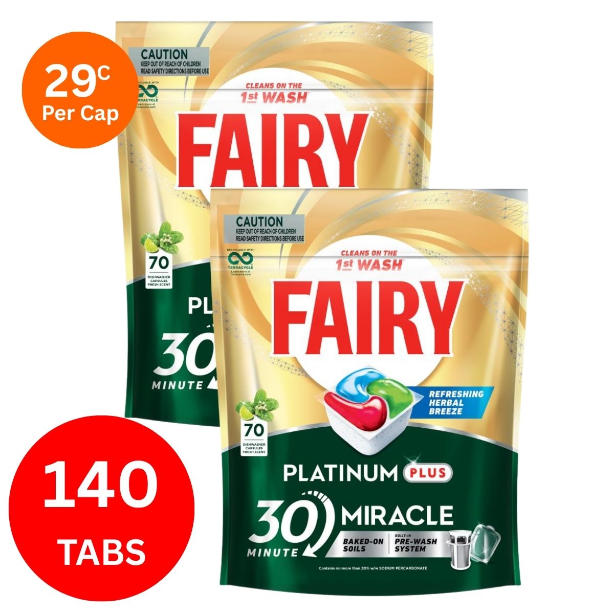 Fairy Platinum Plus x 140 Herbal Breeze Dishwasher Tablets-1984023724810178563