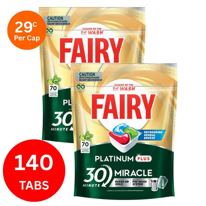 Fairy Platinum Plus x 140 Herbal Breeze Dishwasher Tablets-1984023724810178563