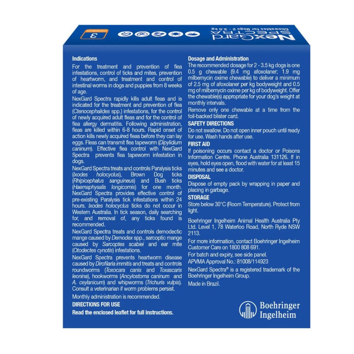 NexGard Spectra Dogs 1.35-3.5kg 3pk-1973193604776202241