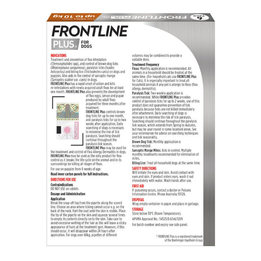 Frontline Plus Dog 0-10kg Orange Small 6pk-1973193598803513345