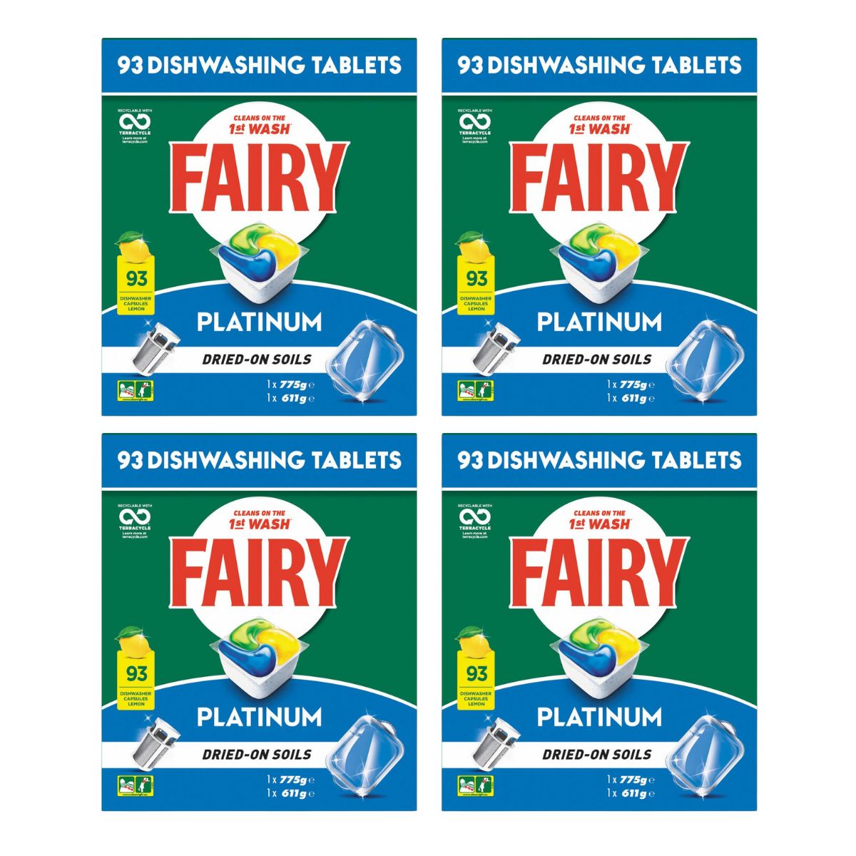 Fairy Platinum x 372 Lemon Dishwasher Tablets-1984023723824517122