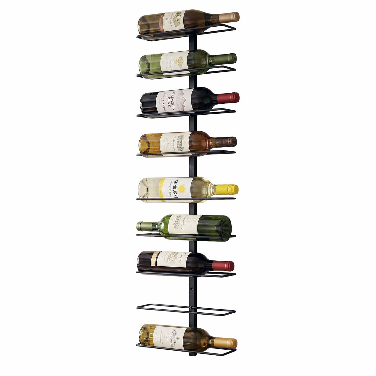 Artiss Wall Mounted Wine Rack 9 Bottles Display Storage Organizer Metal Black