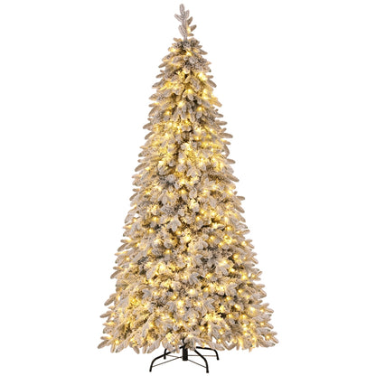 Jingle Jollys Christmas Tree 2.1m Flocking Pencil Tree LED Xmas 860 Tips White