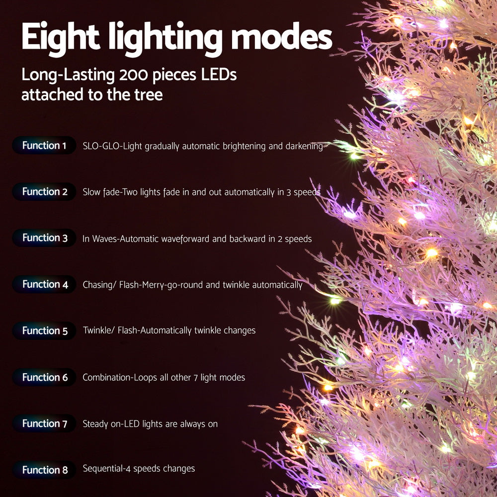 Jingle Jollys 1.8M LED Christmas Tree 8 Modes Adjustable Multi Color Light Snowy