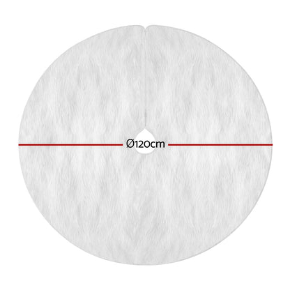 Jingle Jollys Christmas Tree Skirt 120cm Plush Xmas Fluffy Ornaments Decor White