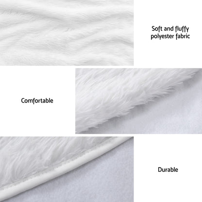 Jingle Jollys Christmas Tree Skirt 90cm Plush Xmas Fluffy Ornaments Decor White