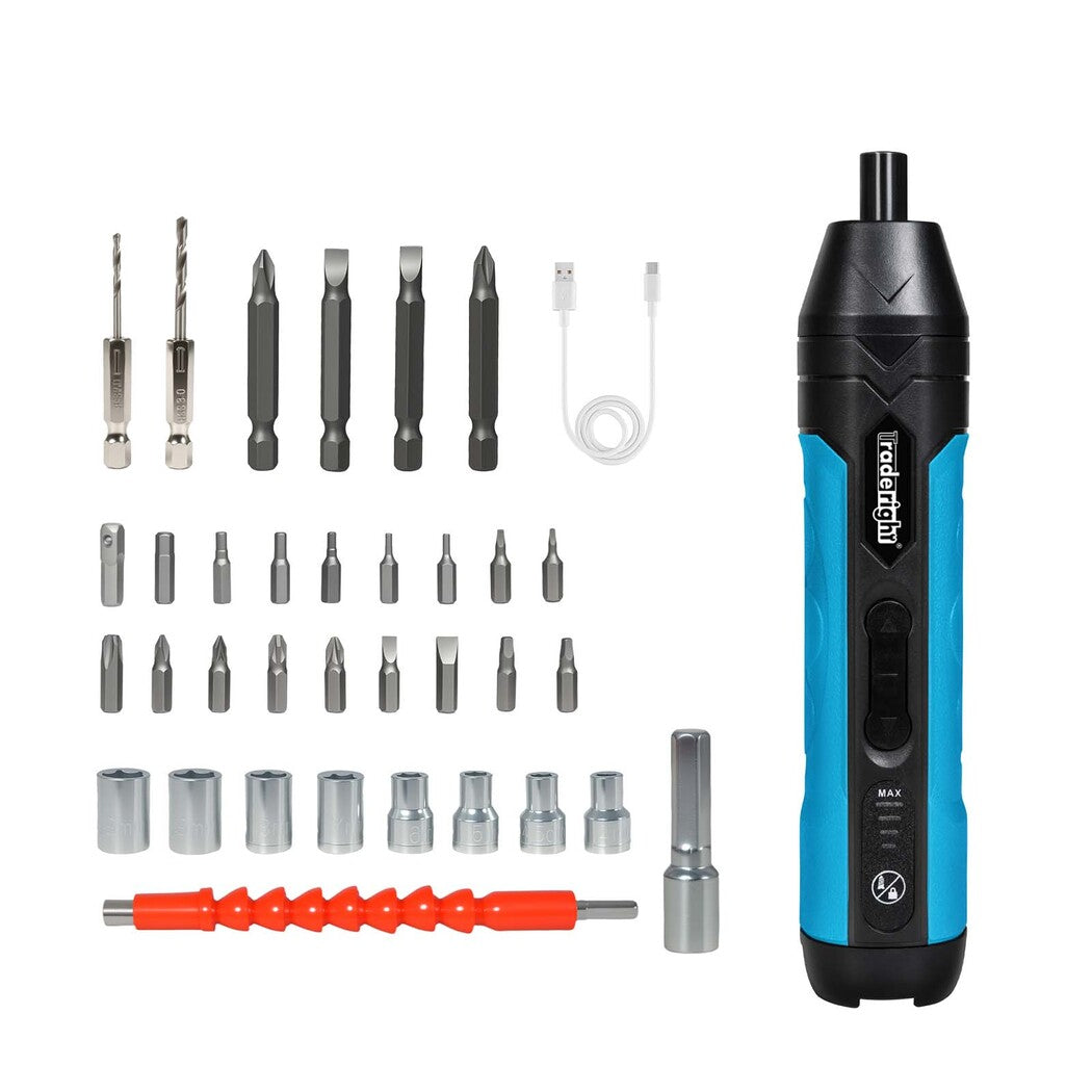 Traderight 4V 37PCS Cordless Screwdriver 1500mAh 300RPM-1973194185599225856