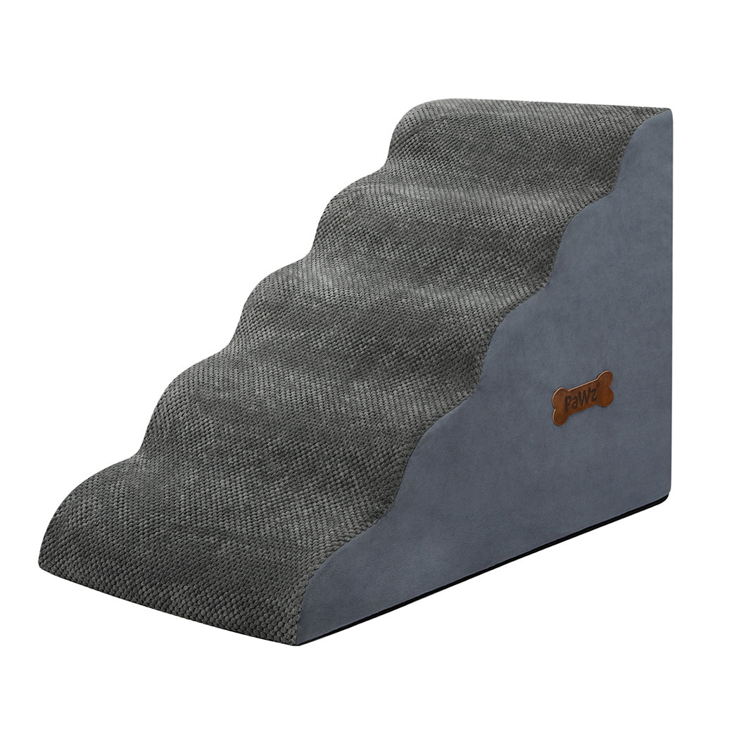 Pawz 5 Steps Pet Stairs Dog Ramp High Density Foam Grey-1973193539949039616
