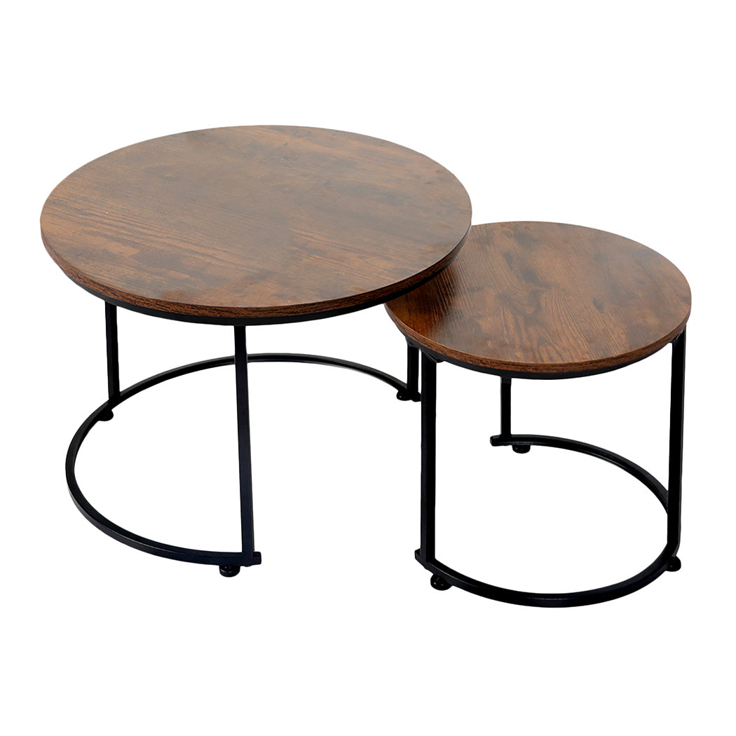 Levede Round Nesting Table Coffee Table Wood Side Table-1984023719873482752