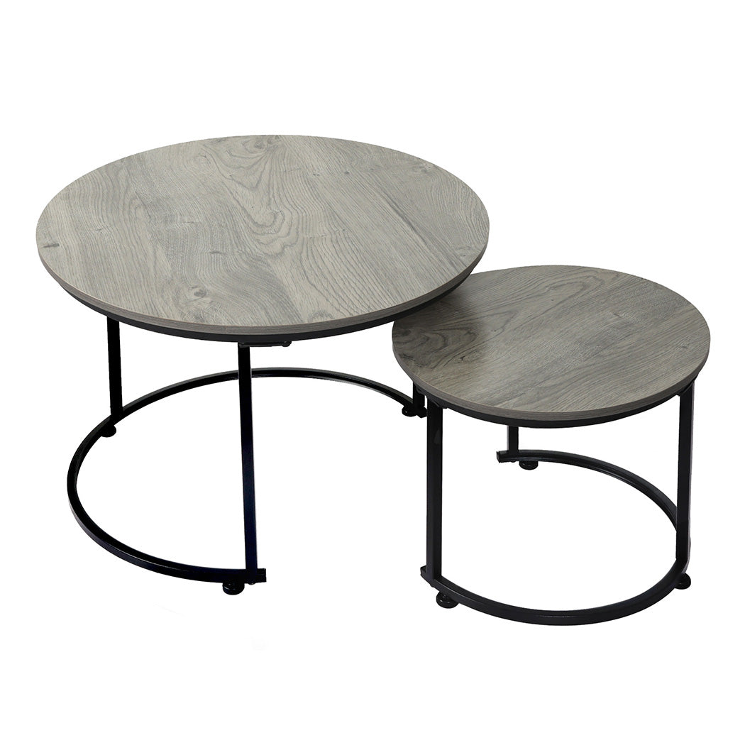 Levede Round Nesting Table Coffee Table Wood Side Table-1984023720053837824