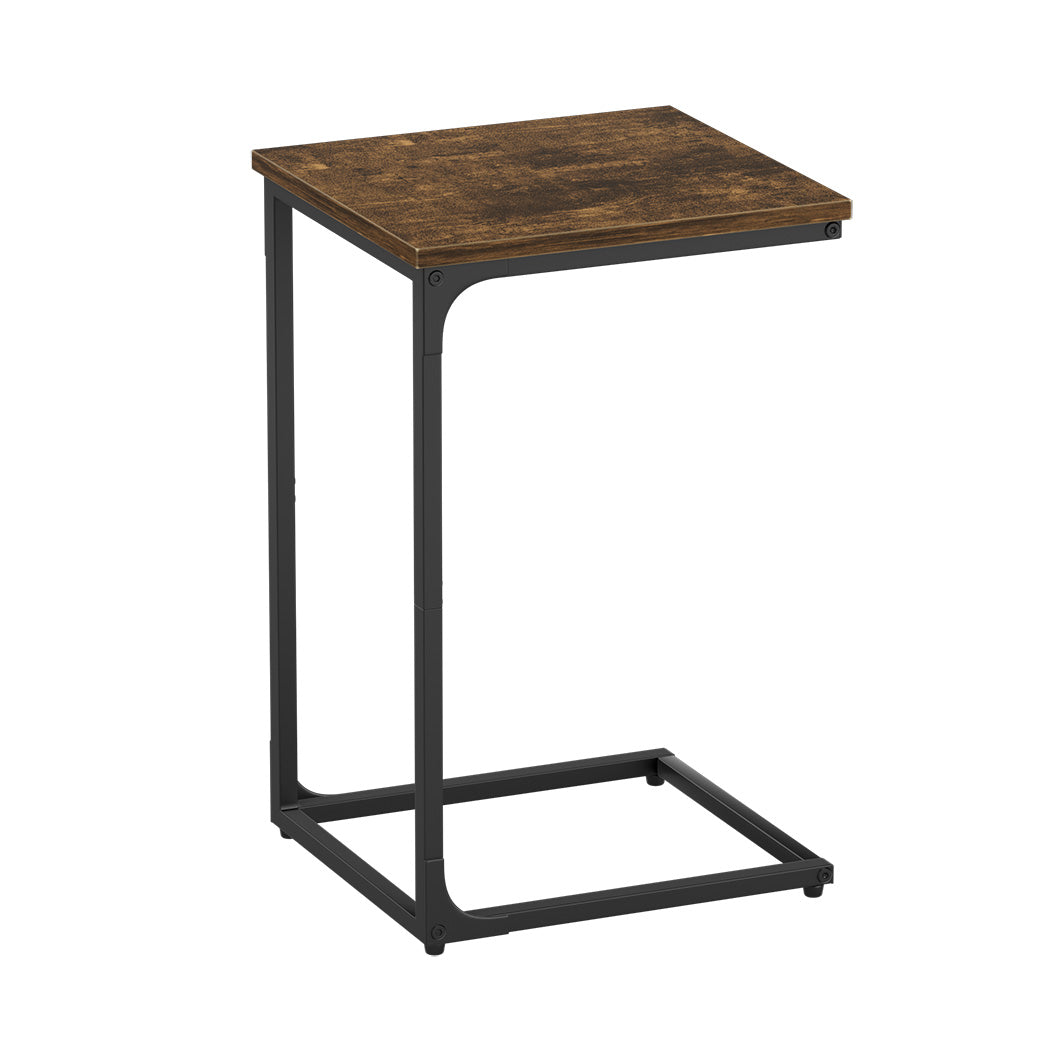 Levede C-shaped End Table Side Sofa Coffee Wood Overbed Laptop Table Industrial - Bens Market Place