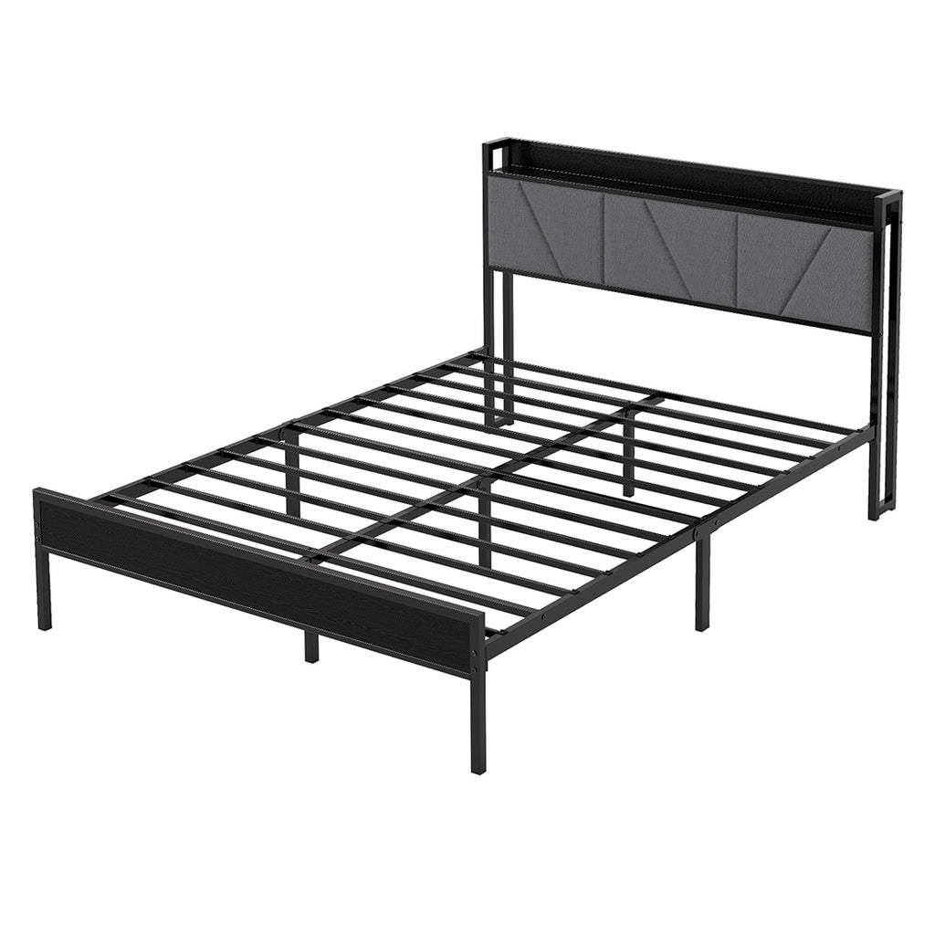 Levede Queen Bed Frame Steel Base with Headboard Grey - Bens Market Place