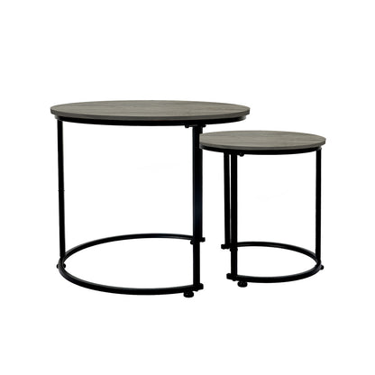 Levede Round Nesting Table Coffee Table Wood Side Table-1984023720053837825