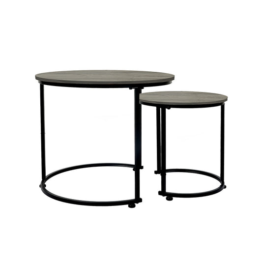 Levede Round Nesting Table Coffee Table Wood Side Table-1984023720053837825