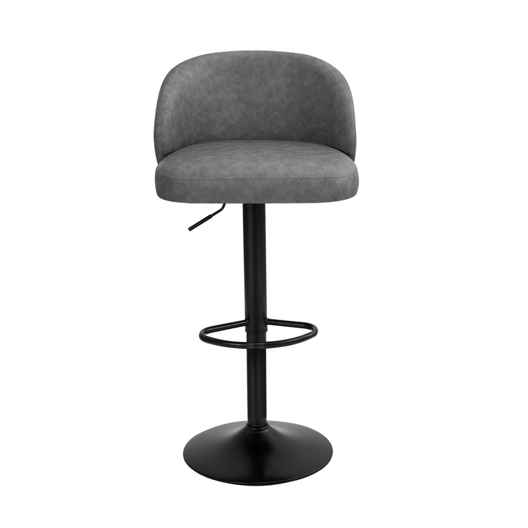 Levede 4x Bar Stool Swivel Gas Lift PU Leather Grey-1973193552611643393