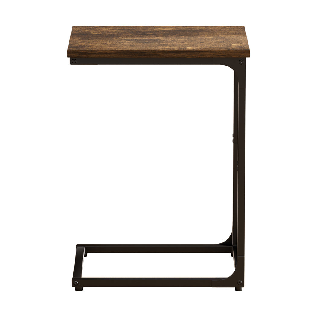 Levede C-shaped End Table Side Sofa Coffee Wood Overbed Laptop Table Industrial - Bens Market Place