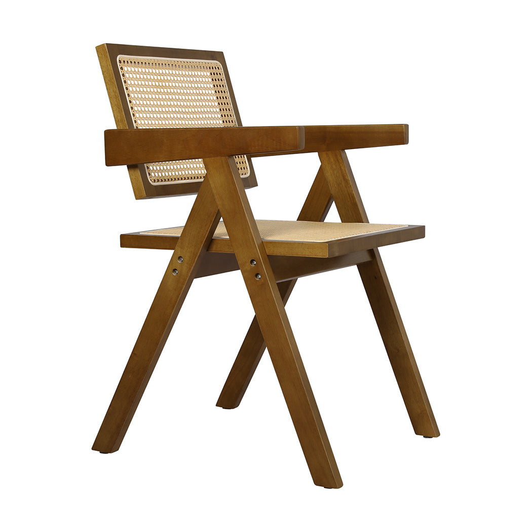 Levede 4x Walnut Wicker Armchair Dining Chair - Bens Market Place