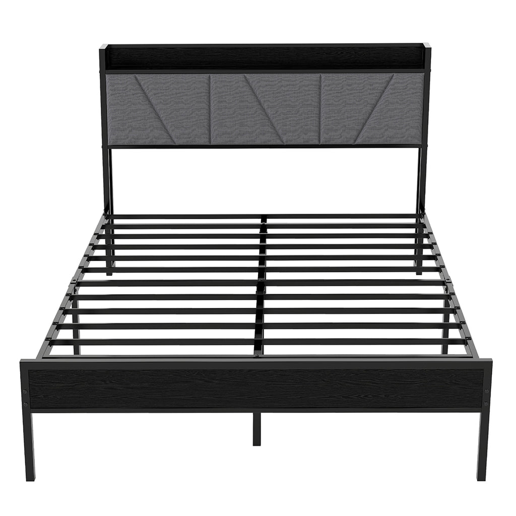 Levede Queen Bed Frame Steel Base with Headboard Grey - Bens Market Place