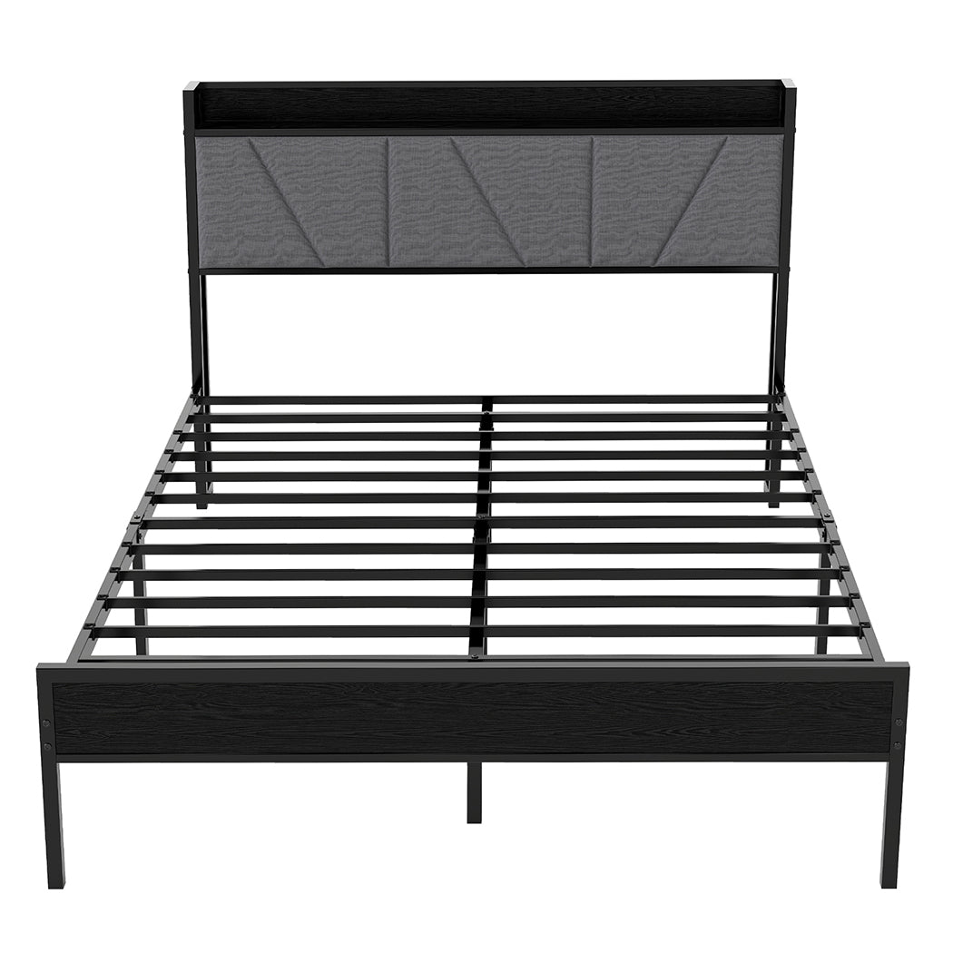 Levede Queen Bed Frame Steel Base with Headboard Grey - Bens Market Place