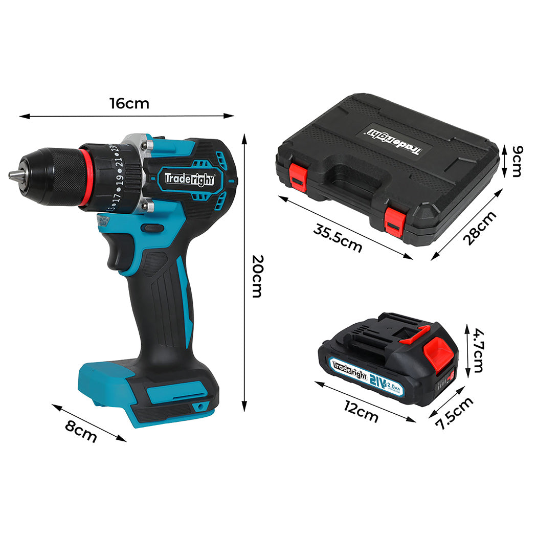 Traderight 21V Cordless Impact Drill with LED Light-1973194184991051778
