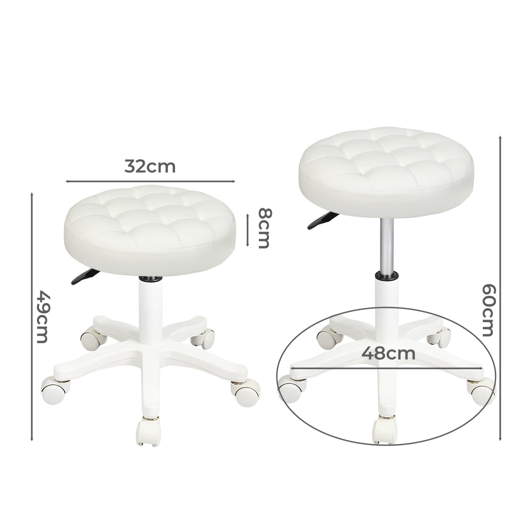 Levede 4x Rolling Bar Stool Swivel Salon SPA Chair Beige-1973194181862100994