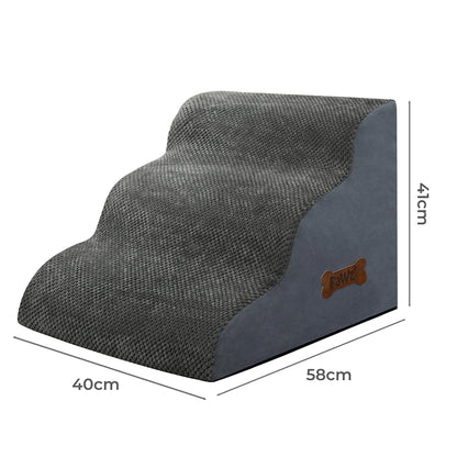 Pawz 3 Steps Pet Stairs Dog Ramp High Density Foam Grey-1973193539579940866