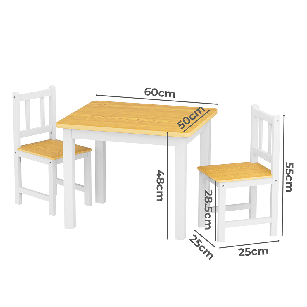 Bopeep Kids Table and Chairs Set Wooden 3PCS Study Play-1973193533703720962