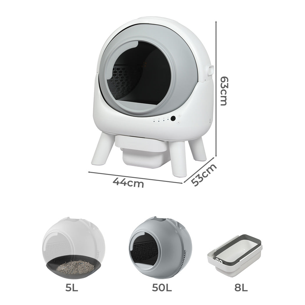 PaWz Smart Self Cleaning Cat Litter Box APP Control White-1973193547075162114