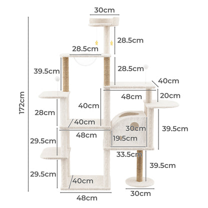 Pawz Cat Tree Tower Large Scratcher Condo House 172cm-1973193540842426370