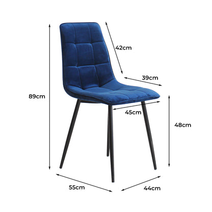 Levede 4x Dining Chairs Kitchen Velvet Blue-1975420354713227266