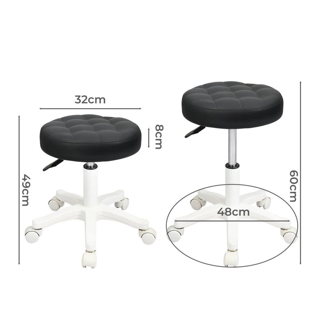 Levede 2x Rolling Bar Stool Swivel Salon SPA Chair Black-1973194182046650370