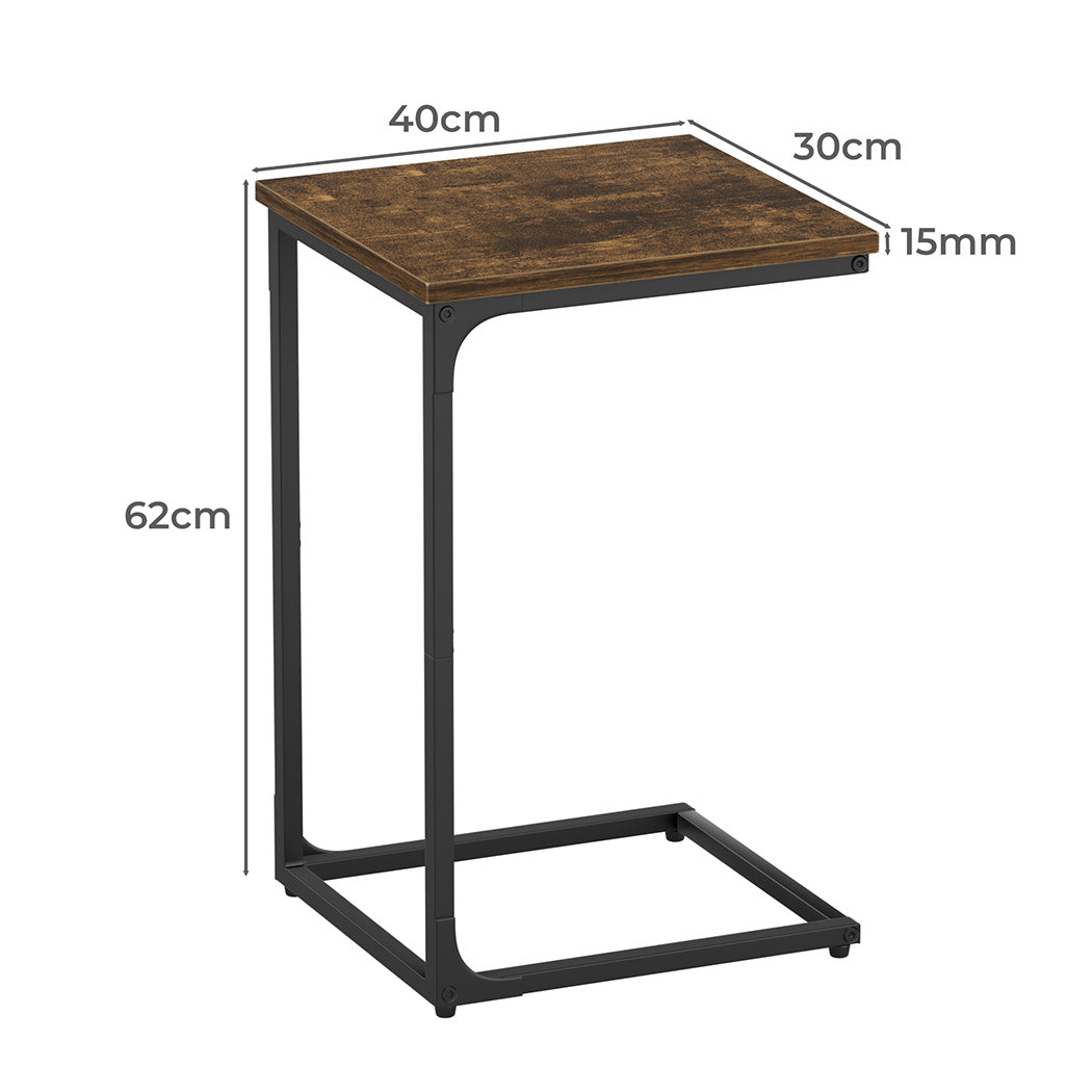 Levede C-shaped End Table Side Sofa Coffee Wood Overbed Laptop Table Industrial - Bens Market Place