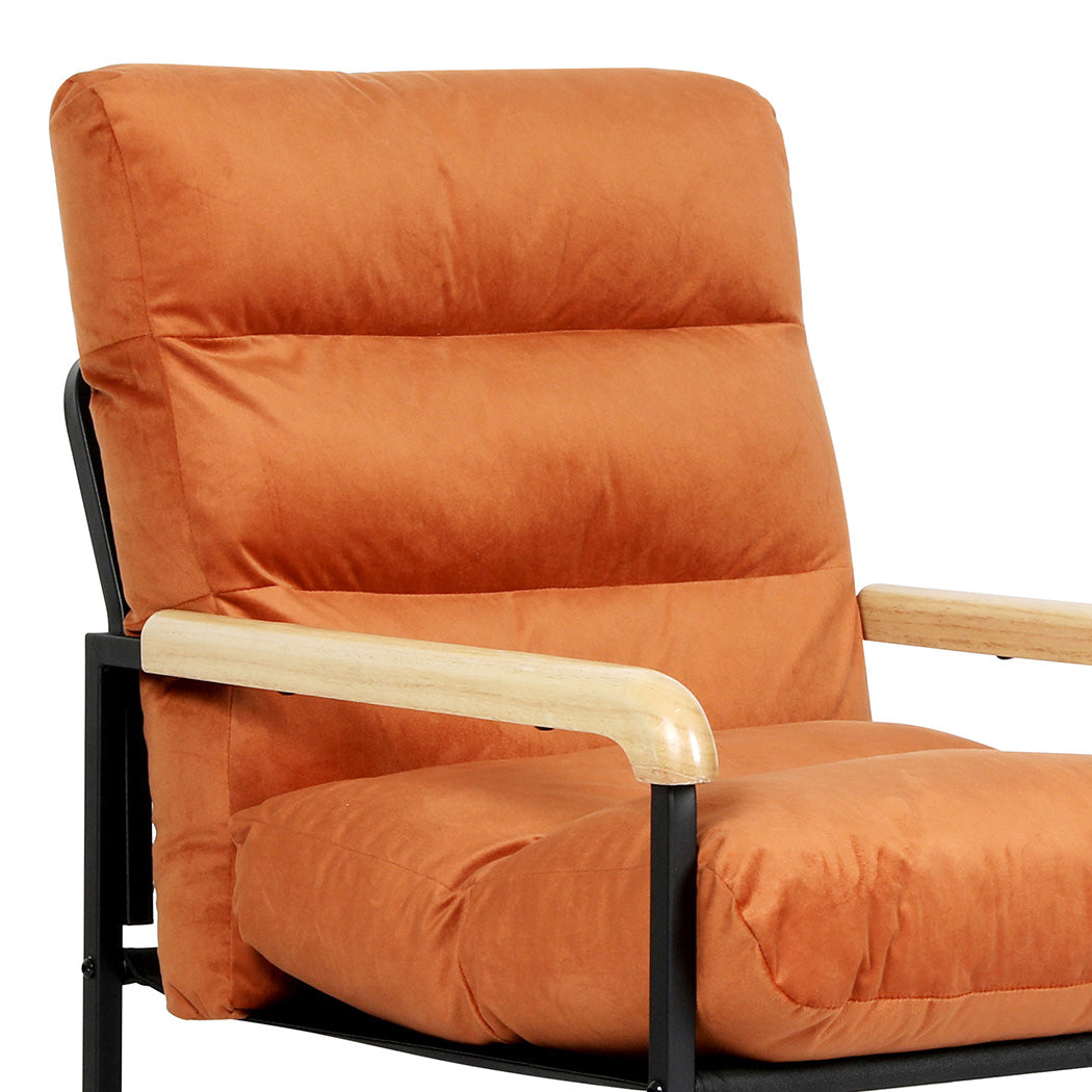 Levede Metal Framed Lounge Chair Velvet in Orange-1975420342130315267