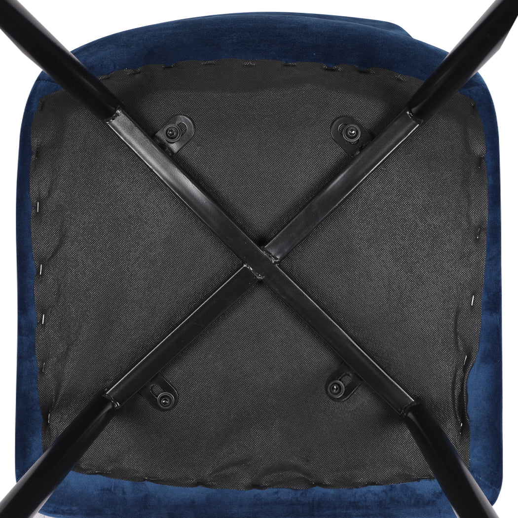 Levede 4x Dining Chairs Kitchen Velvet Blue-1975420354713227267