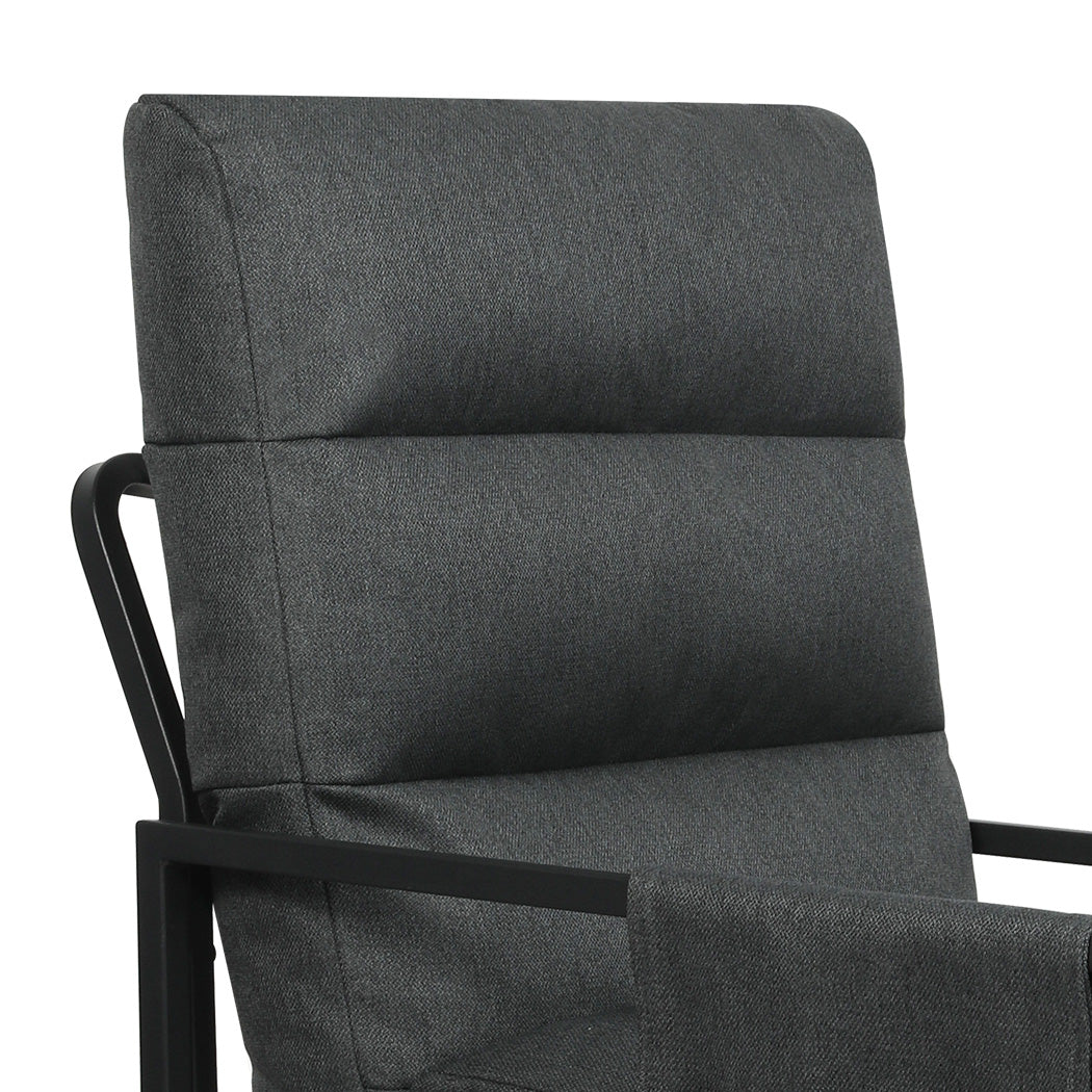 Levede Metal Framed Lounge Chair Linen in Dark Grey-1975420342314864643