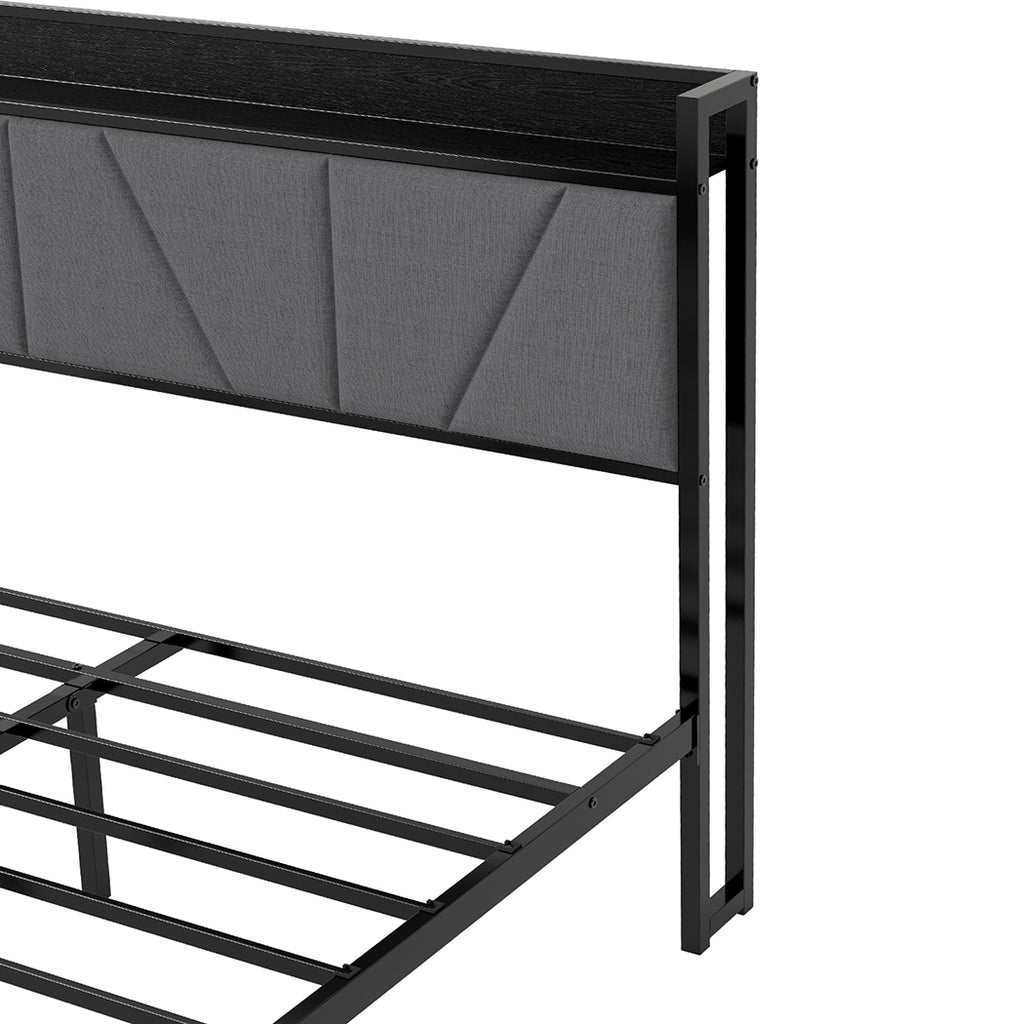 Levede Queen Bed Frame Steel Base with Headboard Grey - Bens Market Place