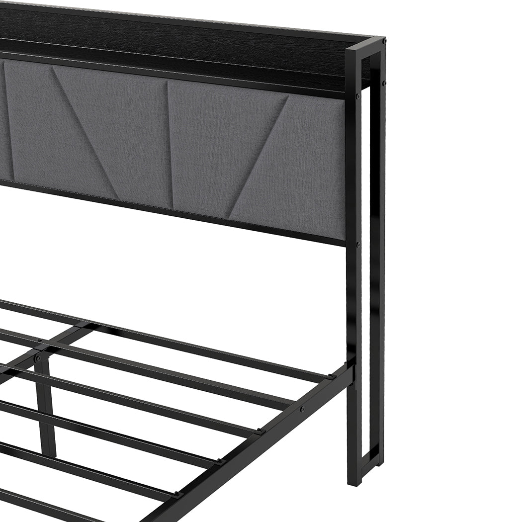 Levede Queen Bed Frame Steel Base with Headboard Grey - Bens Market Place