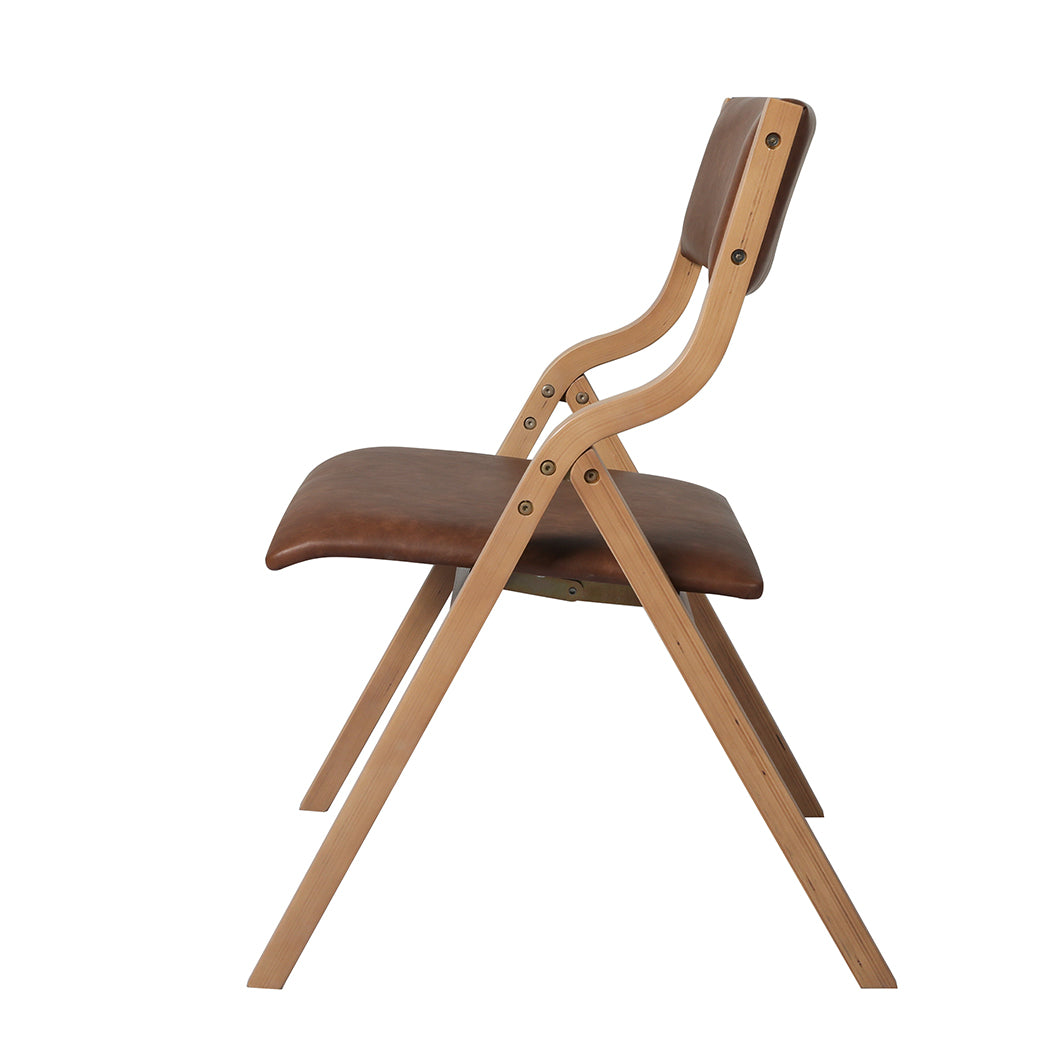 Levede 8x Dining Chairs Foldable PU Tan-1975420358932697092