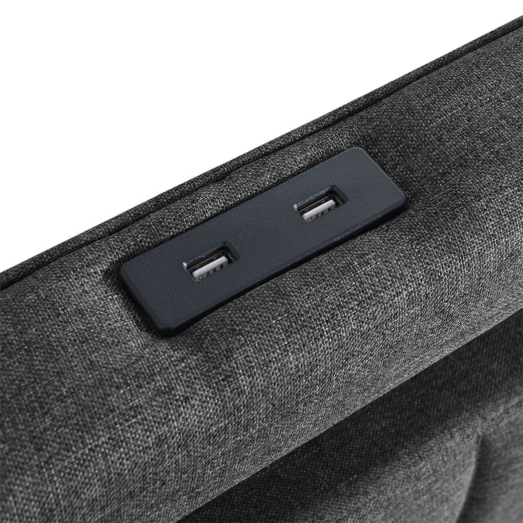 Levede Single Bed Frame Fabric Storage Drawer LED USB-1973194180901605380