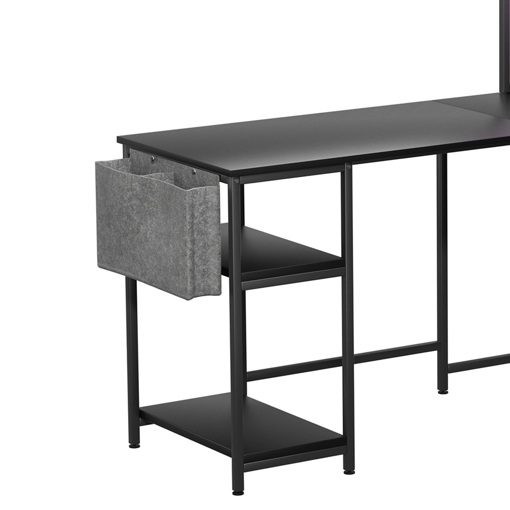 Levede L Shaped Gaming Desk with LED Lights Black-1996005489535750149