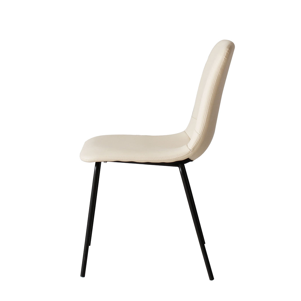 Levede Stackable Dining Chairs Kitchen Beige Set of 8-1973193561876860933