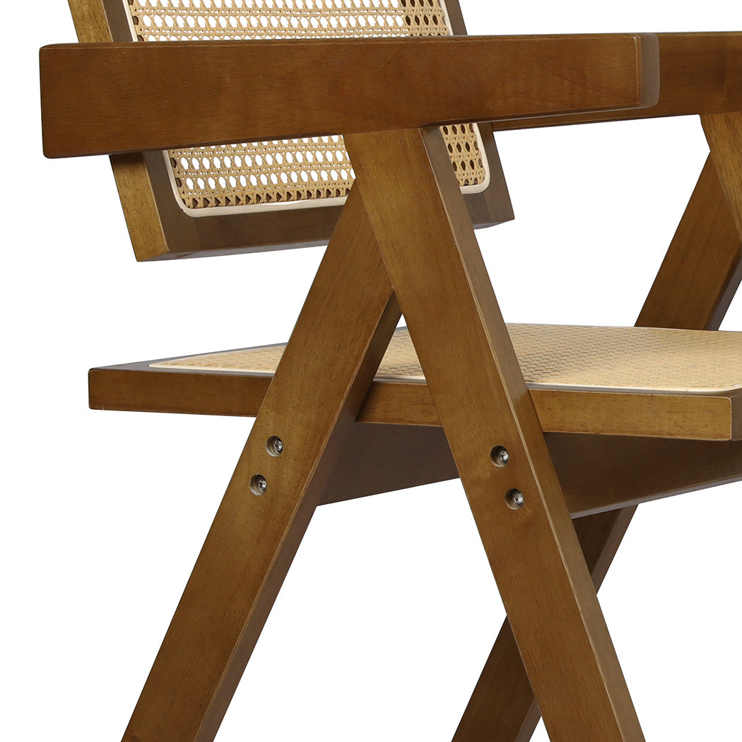 Levede 6x Walnut Wicker Armchair Dining Chair-1975420361449279493