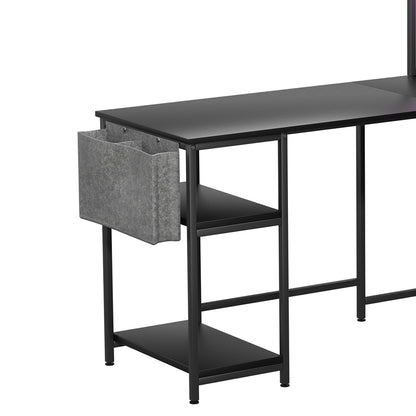 Levede L Shaped Gaming Desk with LED Lights Black-1975420366776045573